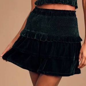Lulus Forest Green Velvet Skirt
